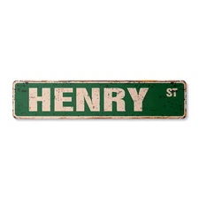 HENRY Vintage Street Sign Childrens Name Room Metal Sign