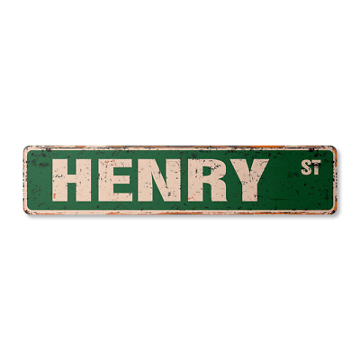 HENRY Vintage Street Sign Childrens Name Room Metal Sign