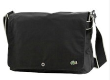 Lacoste Vintage Messenger Crossbody Messenger Bag Black Adjustable Strap Nylon