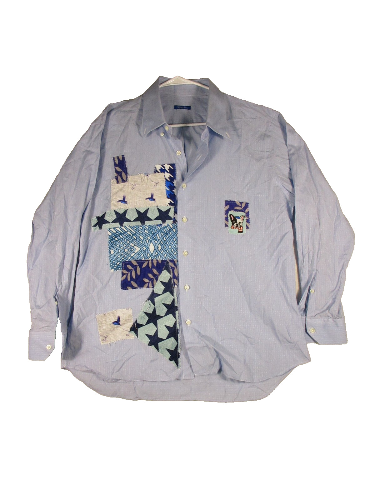 Royal Classic Mens Patchwork Button-Up Shirt Long… - image 1