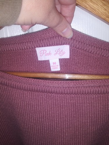 Pink Lily Cozy Up Oversized Slouchy Pocket Sweater Size Medium - Picture 10 of 14