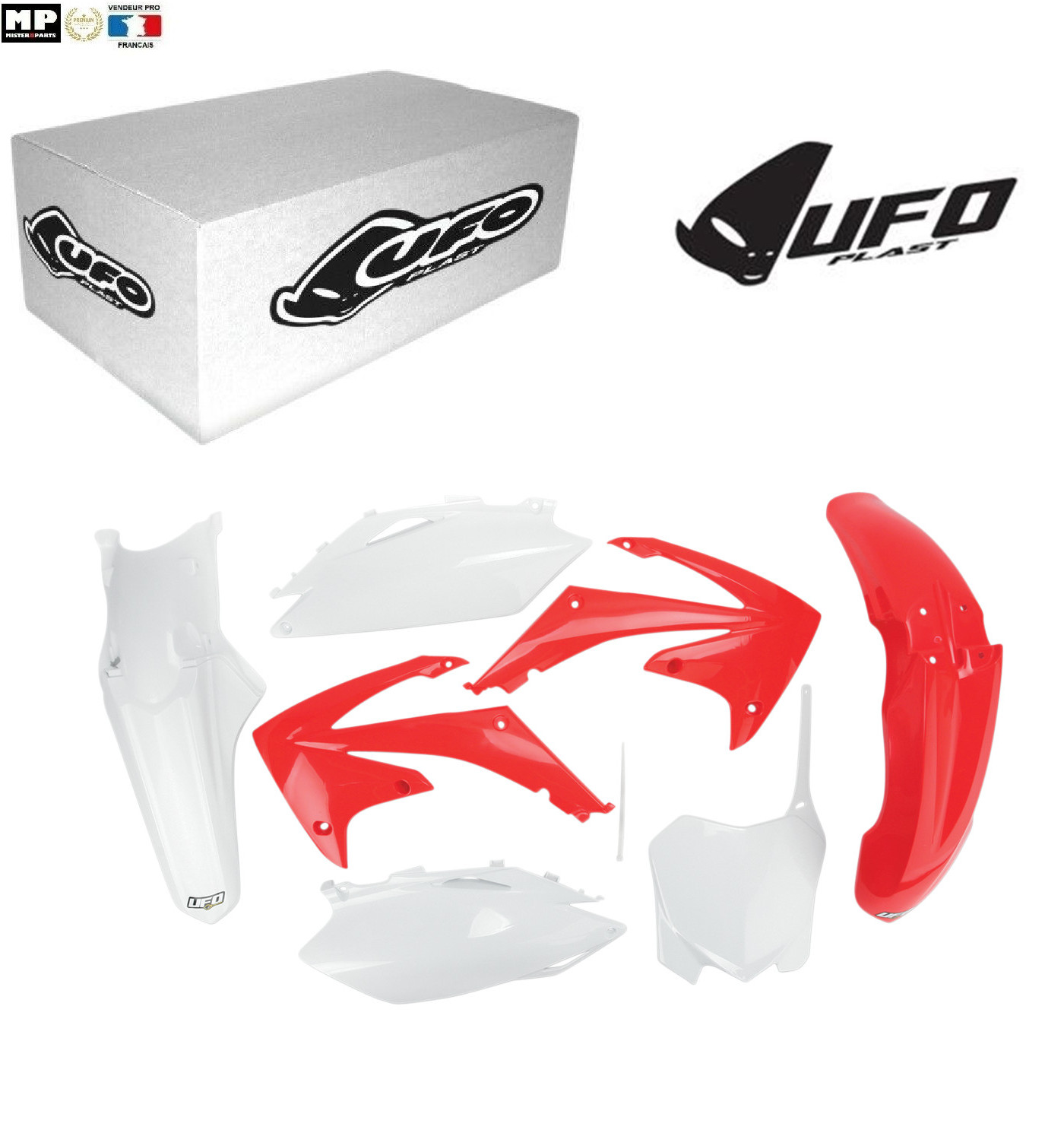 Plastiques UFO moto rouge haute résistance pour Honda CRF 450 R 2009