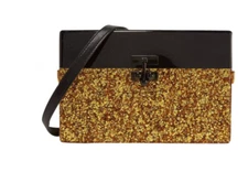 Edie Parker Gold Flake and Black Acrylic Box Clutch