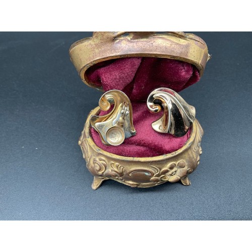 Pendientes vintage Coro Fan tono dorado clip estilo Art Deco joyería llamativa - Imagen 2 de 4