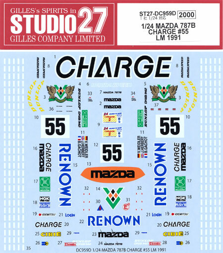 STUDIO27 Mazda 787B CHARGE #55 LM 1991 1/24 Decal | eBay