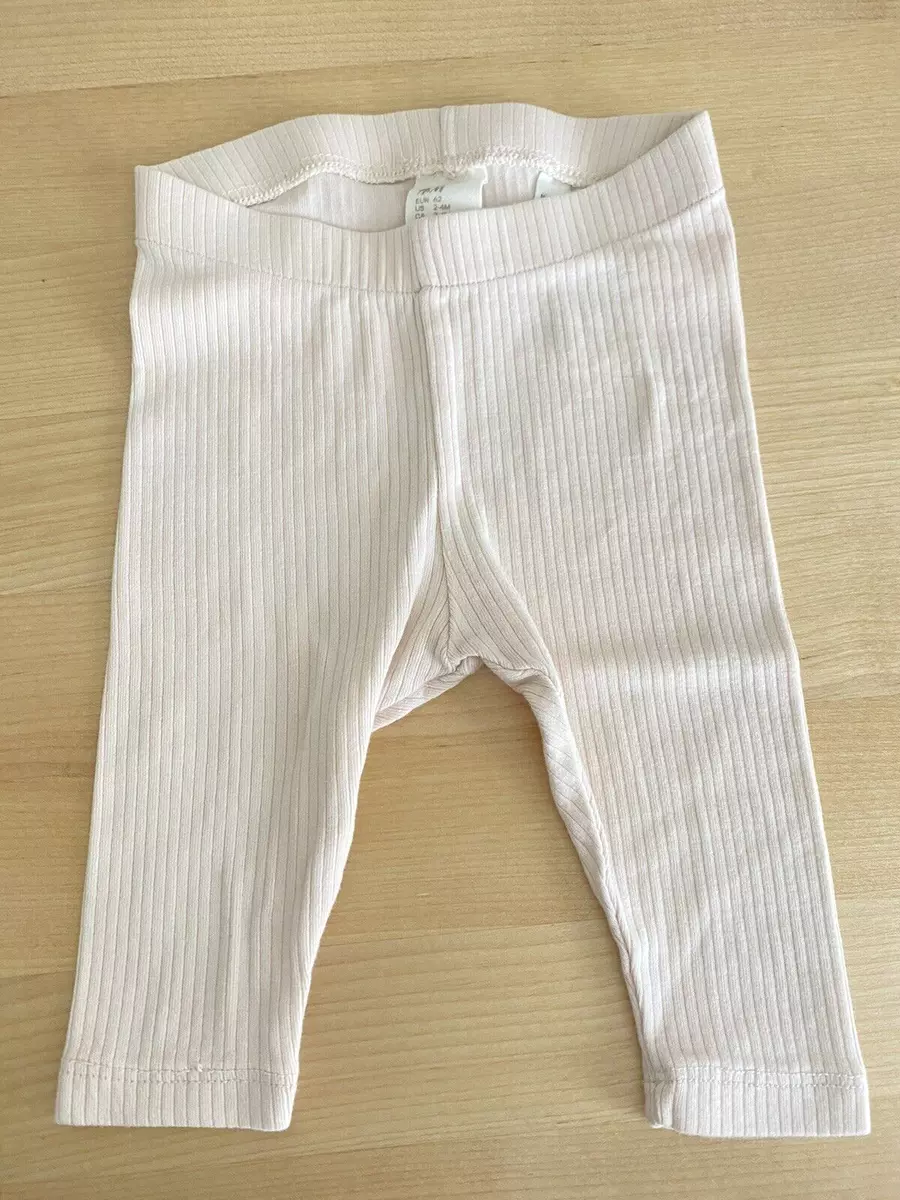 H&M Rose Blush Baby Girl Ribbed Leggings Size 2-4 months