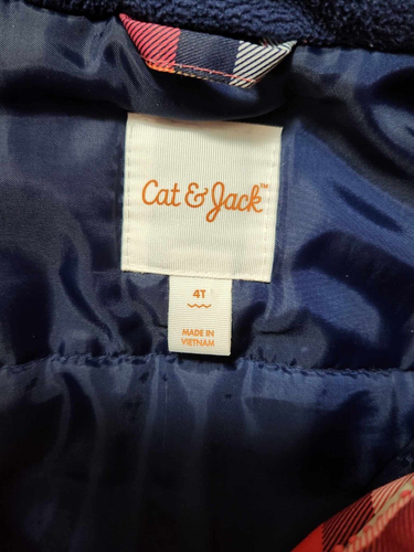 Cat & Jack Girls Size 4T Jacket Plaid Hooded Insulated - Picture 3 of 3