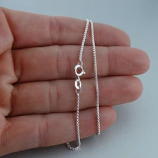 1mm Round Box Chain Necklace - 925 Sterling Silver - 16" 18" 20" 24" Polished
