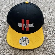 Otto Gamer Snapback Hat Cap Mens Black Yellow Adjustable Hit Pause See Something
