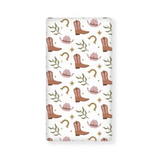 Western Cowboy Pattern Design Fitted Baby Crib Sheet Standard Mattress 28x52 In