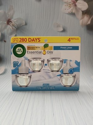 Air Wick Scented Oil Air Freshener Refills, Fresh Linen, 4 Refills, 2.69 fl oz