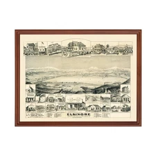 Old Map of Elsinore, CA 1887 - Vintage Elsinore California A