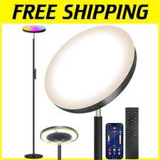 Bright LED Floor Lamp with Adjustable Colors & Timer - Ideal for Home & Office