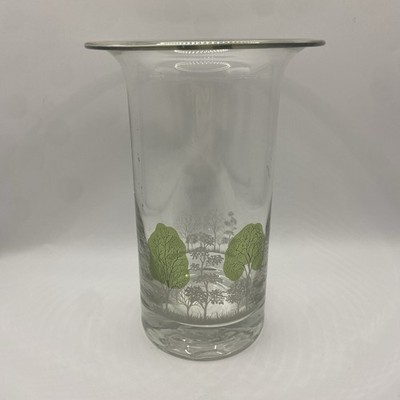 Klarglas Vase ausgestellter Rand Baum Design Deko Blumenvase 17,5 cm