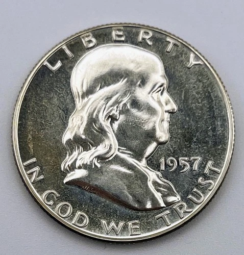 1957 Proof Franklin Half Dollar 50 Cents 50C 90% Silver PR Philadelphia Mint