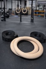 Wooden Gymnastic Training Rings w/Adjustable Straps Crossfit Strength New