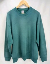 Vintage 90's BVD Teal Blank Crewneck Sweatshirt Pullover Men's XL Made In USA