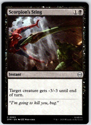 #ad Scorpion#x27;s Sting 65 Common Marvel#x27;s Spider Man Magic: The Gathering Near Mint $1.89