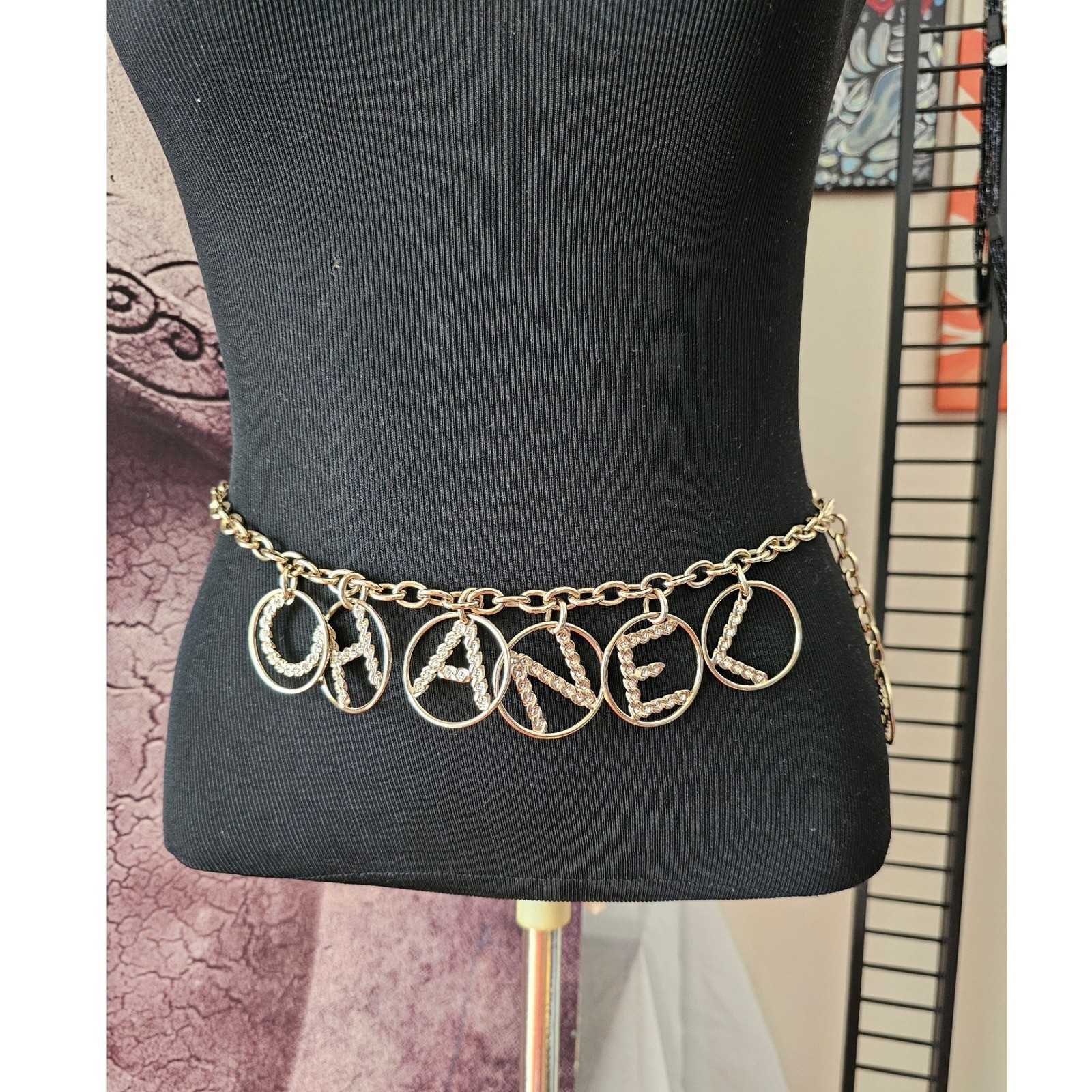 CHANEL Interlocking CC Logos Charm Rhinestone Gol… - image 5