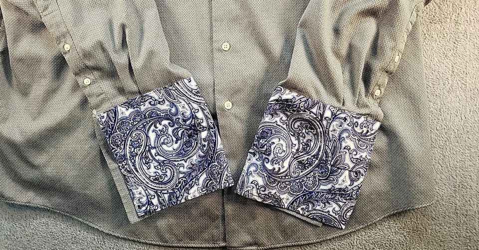 Camisa de vestir Egara puño francés para hombre 5XL puño abatible estampado cachemira grande y alta Foto 2 de 4