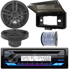 JVC 1-DIN Marine Bluetooth CD Receiver W/Black Cover, 2x 6.5" 180W Max Speakers