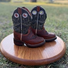 Kids Leather Cowboy Boots Size 11 Brown Black...