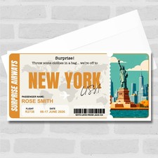 New York Boarding Pass Personalised Gift Voucher Surprise Trip Holiday Ticket