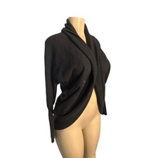 Women XS Aritzia Wilfred Diderot Sweater Open Drape Front Cocoon Cardigan Black