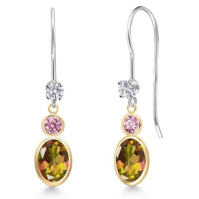 14K Two Tone Gold Mango Mystic Topaz and Pink Lab Grown Diamond and Lab Grown