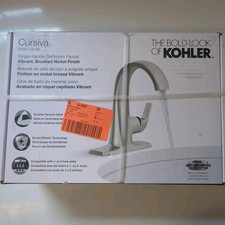 KOHLER Cursiva Single Handle Single Hole Bathroom Faucet, Vibrant Brushed Nickel