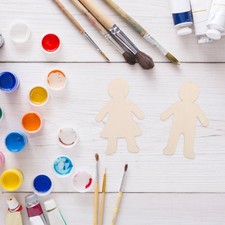 20 Pcs Ornament Making Kit for Kids Wooden People Crafts Flat Ornaments
