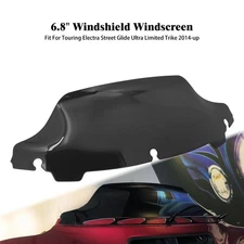 6.8" Black Wave Windshield For Harley Electra Glide Ultra Limited Trike 14-25