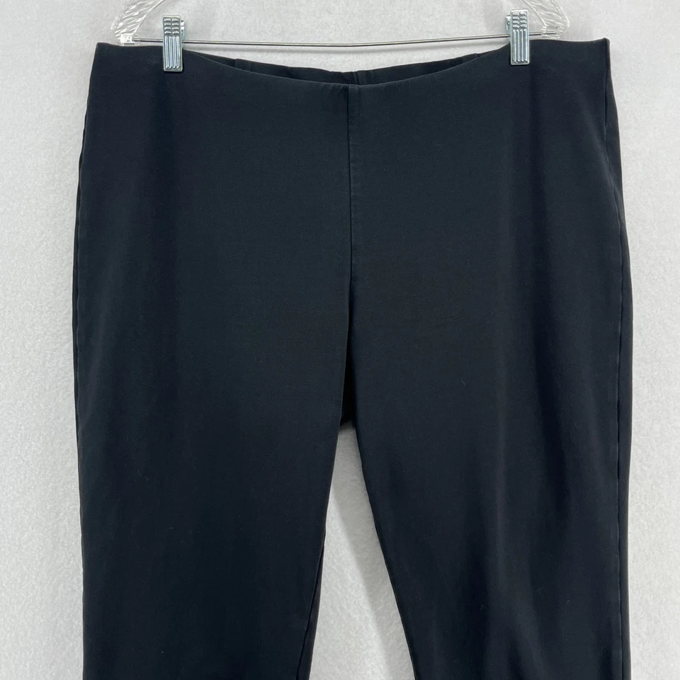 Pantalones EILEEN FISHER XL Elásticos Algodón Terry Largo Completo Calce Ajustado Lavado Negro Foto 3 de 4
