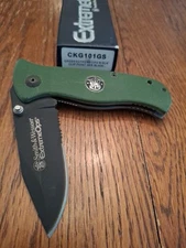 Smith & Wesson Green Extreme Ops Folding Pocket Knife Folder CKG101GS W/Poc Clip