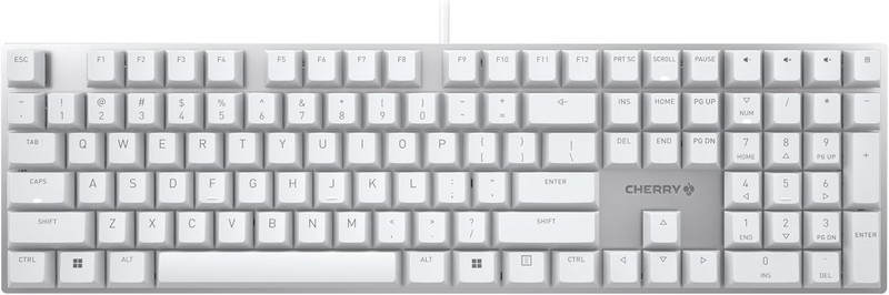 CHERRY KC 200 MX Mechanical Office Keyboard Silent Red US Layout Silver White