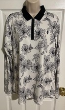 Coolibar UPF 50 Women's Size Large Long Sleeve Rash Guard 1/4 Zip Shirt Floral