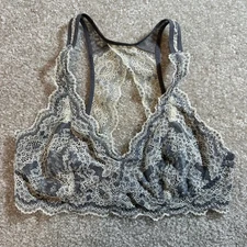 Felina Gray Lace Bralette Racerback Cutout Lined Stretch Comfortable S/CH