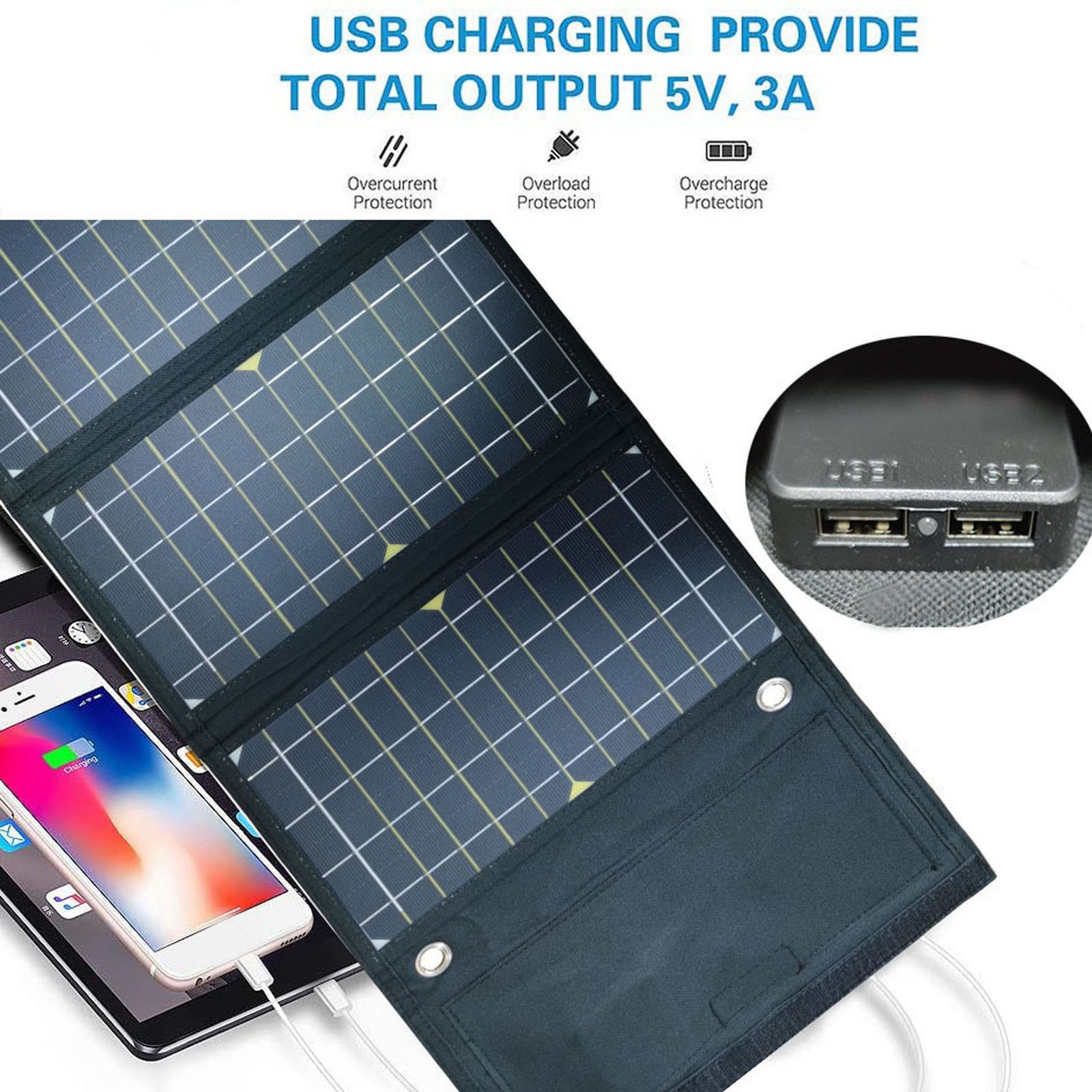 Solar Panels Professional Portable Handheld Foldable 24W Monocrystalline Solar P