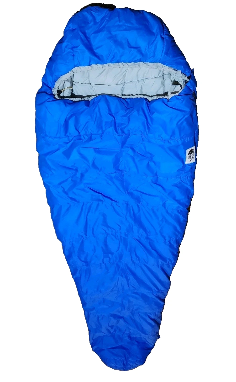 Vtg The North Face Sleeping Bag Mummy Brown Label 80” LH Blue/Grey RN#61661 USA