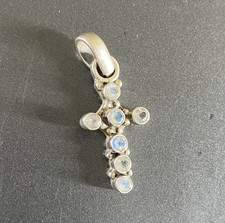 Sterling Silver Moon Stone Cross Pendant 925 Small Religious Gothic Jewellery