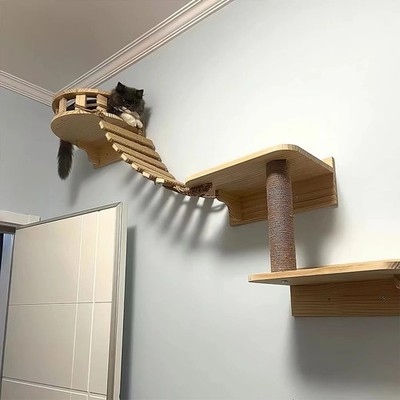 Katzen Kletterleiter Brücke für Katzen Käfig Sisal Holz Strick Leiter Haustier Möbel