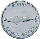 1967 Canada Centennial Silver Dimes (.800 Fine) – Mackerel Design – 1967 10¢