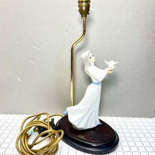 Vintage Tengra Lamp Porcelain Figurine Lady With Bird 1990s Spain 15" 38cm PAT