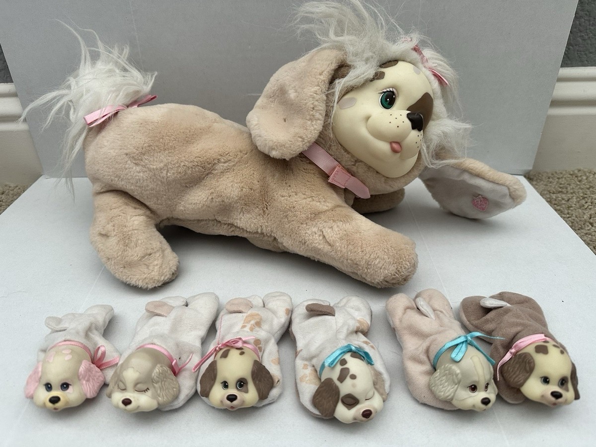 Vintage 1990s Hasbro Puppy Surprise Plush Brown White Mom Dog With
