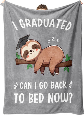 Graduation Gift Blanket Funny Sloth Throw I Graduated Can I Go Back Bed