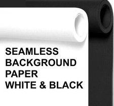 2 Rolls Seamless Photo Background Paper - Black and White, 96  Wide x 36  Lo