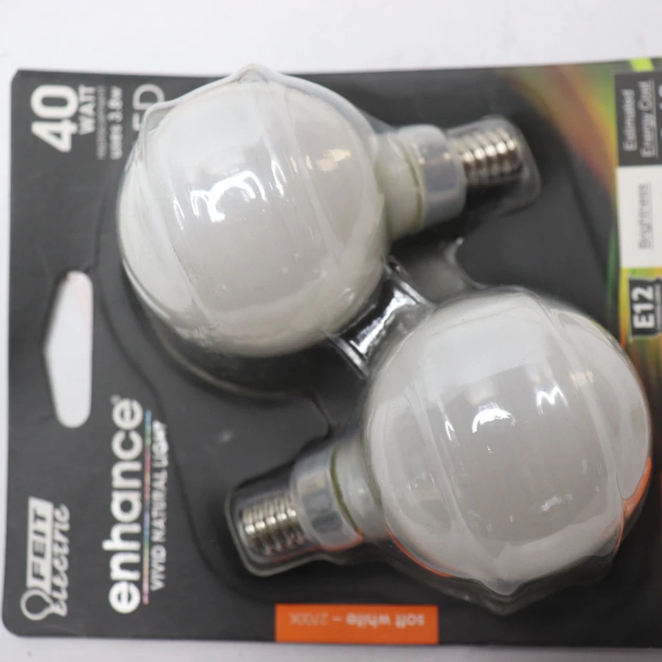 (2-Pk) Feit Electric Candelabra Filament LED Bulb Soft White 2700K G16.5 40W Eqv - Image 4 of 4