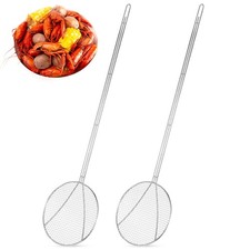 Baderke 2-Pack 36" Round Plated Stainless Steel Wire Skimmer Strainer Spoon