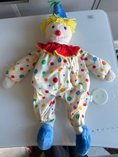 Vintage Eden Stuffed Clown Doll Chime Rattle Noises Toy Plush Red Blue