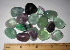 16 TUMBLED POLISHED 0.7"-0.9" GREEN  PURPLE FLUORITE CRYSTAL STONES  152.2g 1
